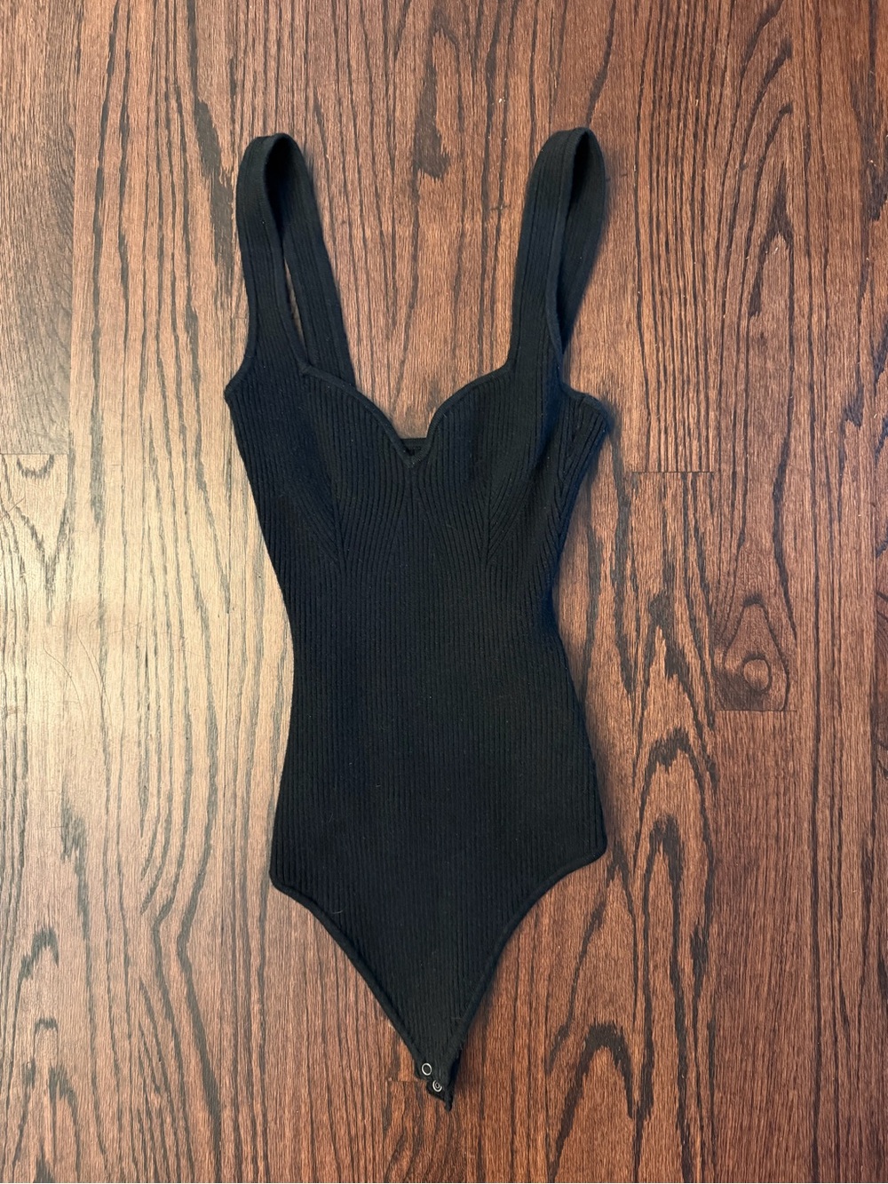 Abercrombie & Fitch Black Ribbed V-Front Bodysuit